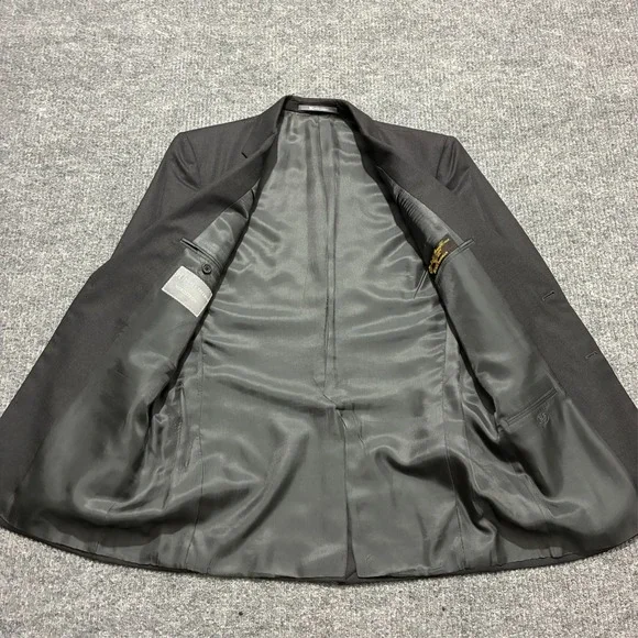Hickey Freeman Loro Piana Super 130s Wool Suit 41 Reg Charcol Black Two Button